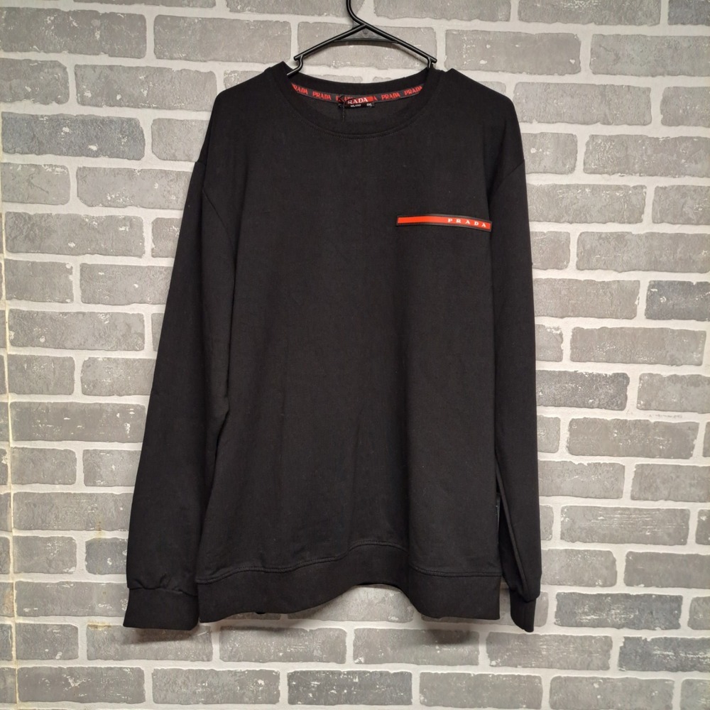 Prada Milano Technical Fabric Black‎ Pullover Sweatshirt Size 6XL NWT